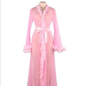 Soft Pink Sheer and Feather Robe